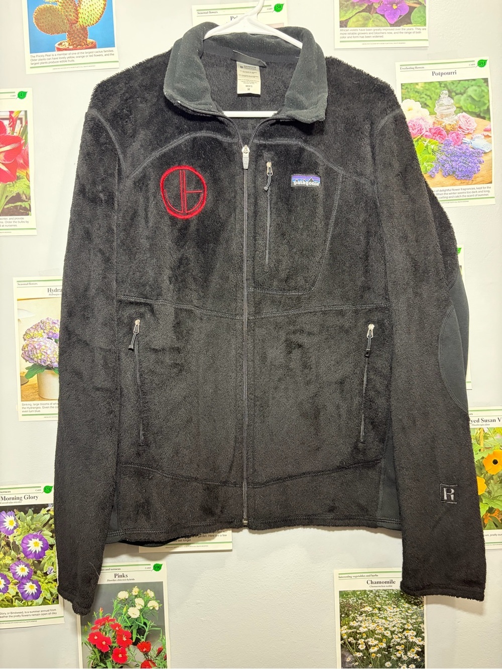 Patagonia Black Performance Fleece Jacket with Red Accent